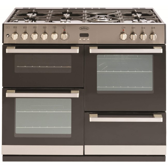 Belling DB4 100DFT 100cm Wide Dual Fuel Range Cooker Stainless Steel