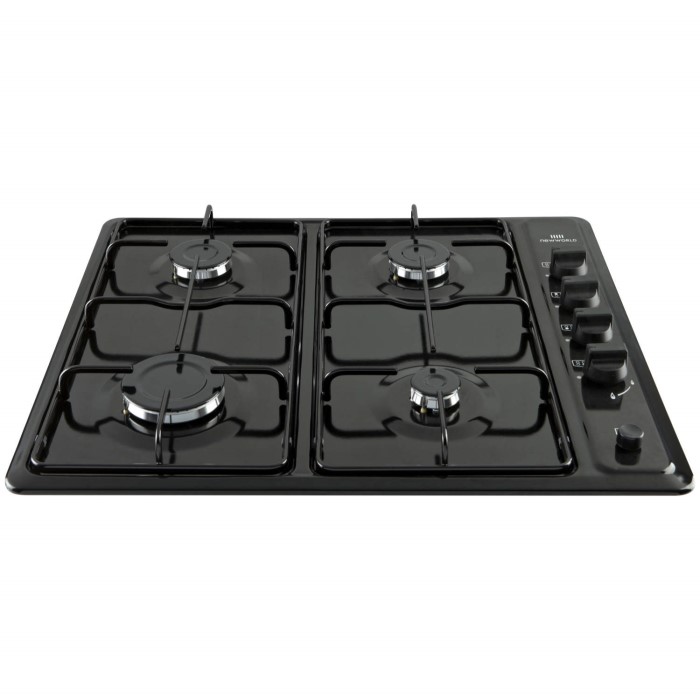 GRADE A3 New World NWGHU60VE Four Burner Gas Hob Black 77292157/1