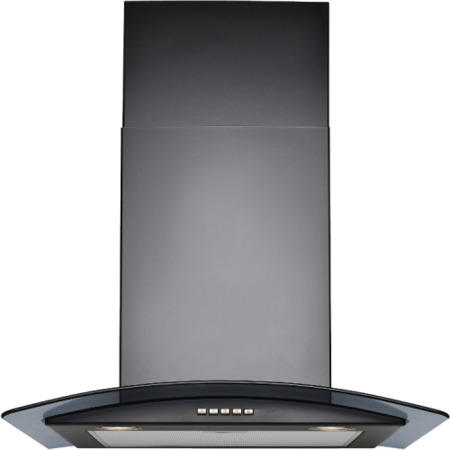 GRADE A2 - Stoves 600CGH mk2 Black Chimney Cooker Hood With Curved Glass Canopy