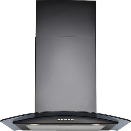 Stoves 600CGH mk2 Black Chimney Cooker Hood With Curved Glass Canopy