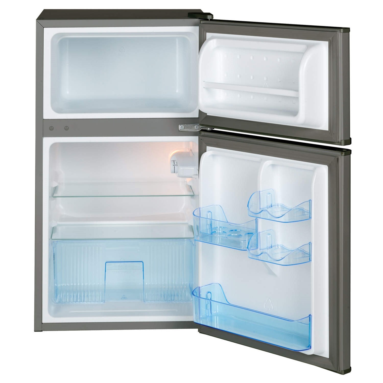 LEC T50084 50cm Under Counter Top Mount Freestanding Fridge Freezer Black 444443394 Appliances