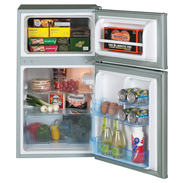 LEC T50084 50cm Under Counter Top Mount Freestanding Fridge Freezer Silver