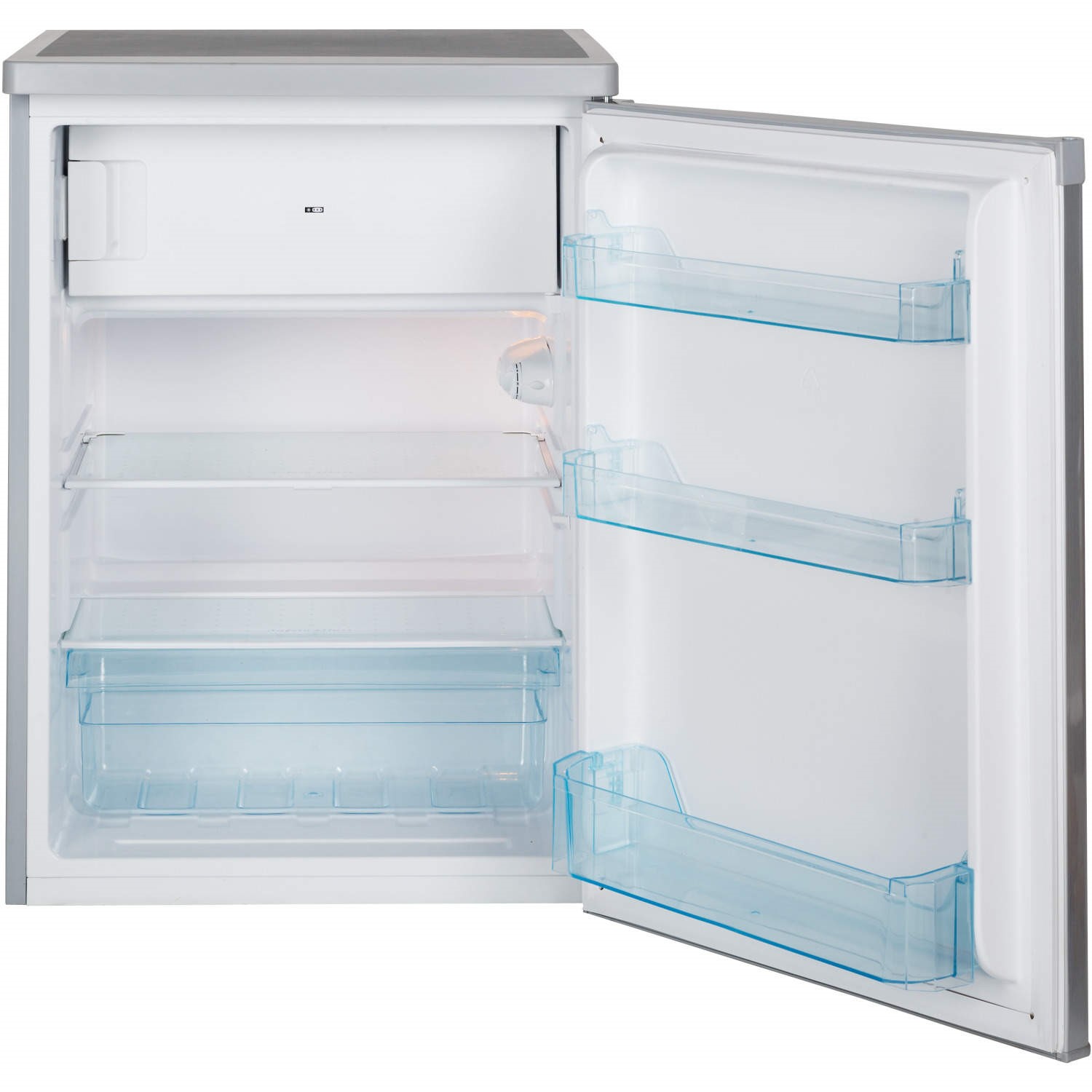 LEC R6014 Freestanding Under Counter Fridge With Icebox Silver 444443444 Appliances Direct