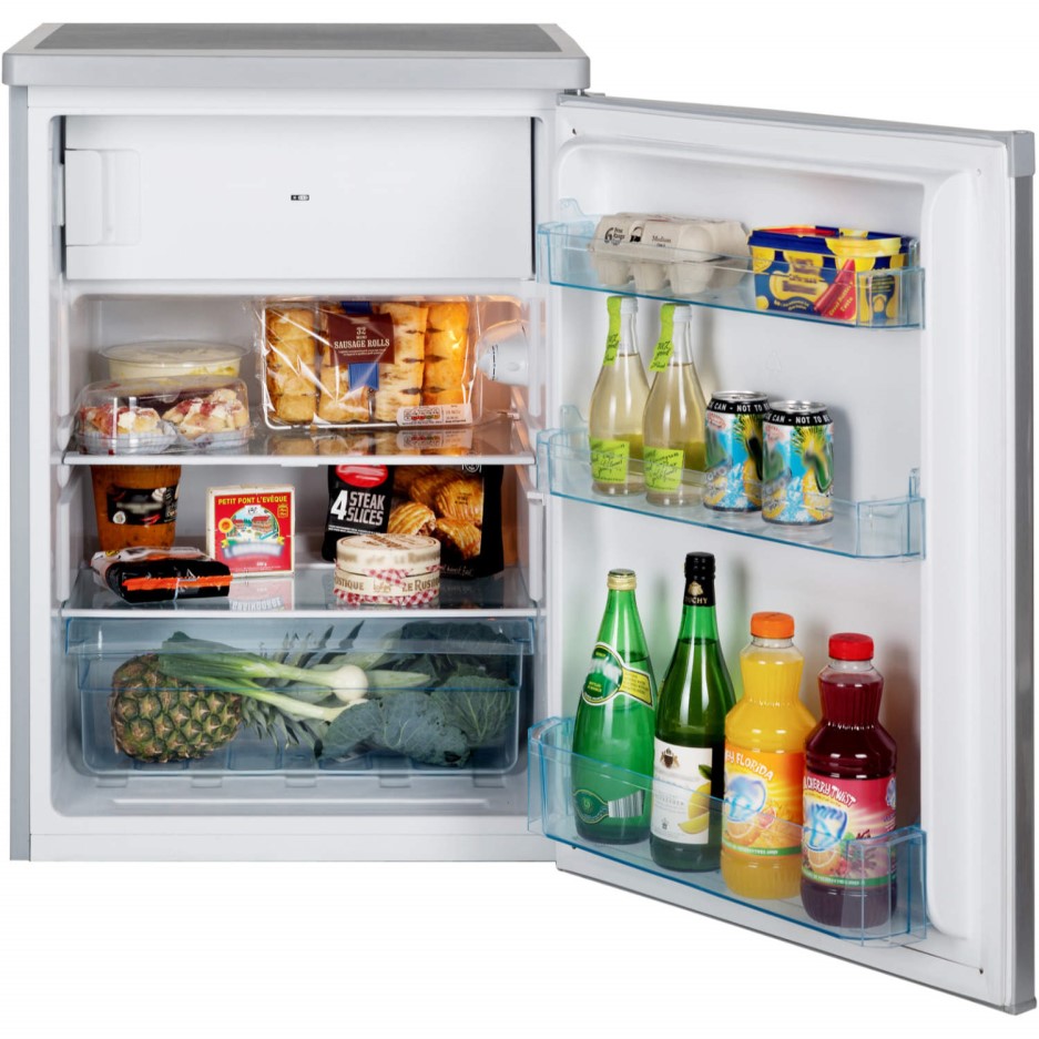 LEC R6014 Freestanding Under Counter Fridge With Icebox Silver