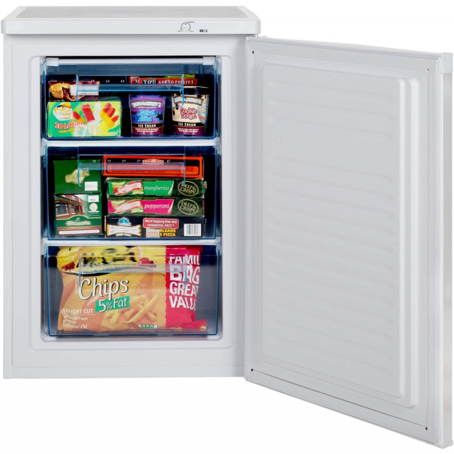 LEC U6014 60cm Wide Freestanding Upright Under Counter Freezer White