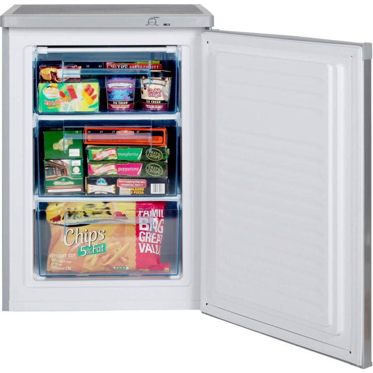 GRADE A2 - Light cosmetic damage - LEC U6014 Freestanding Under Counter Freezer Silver