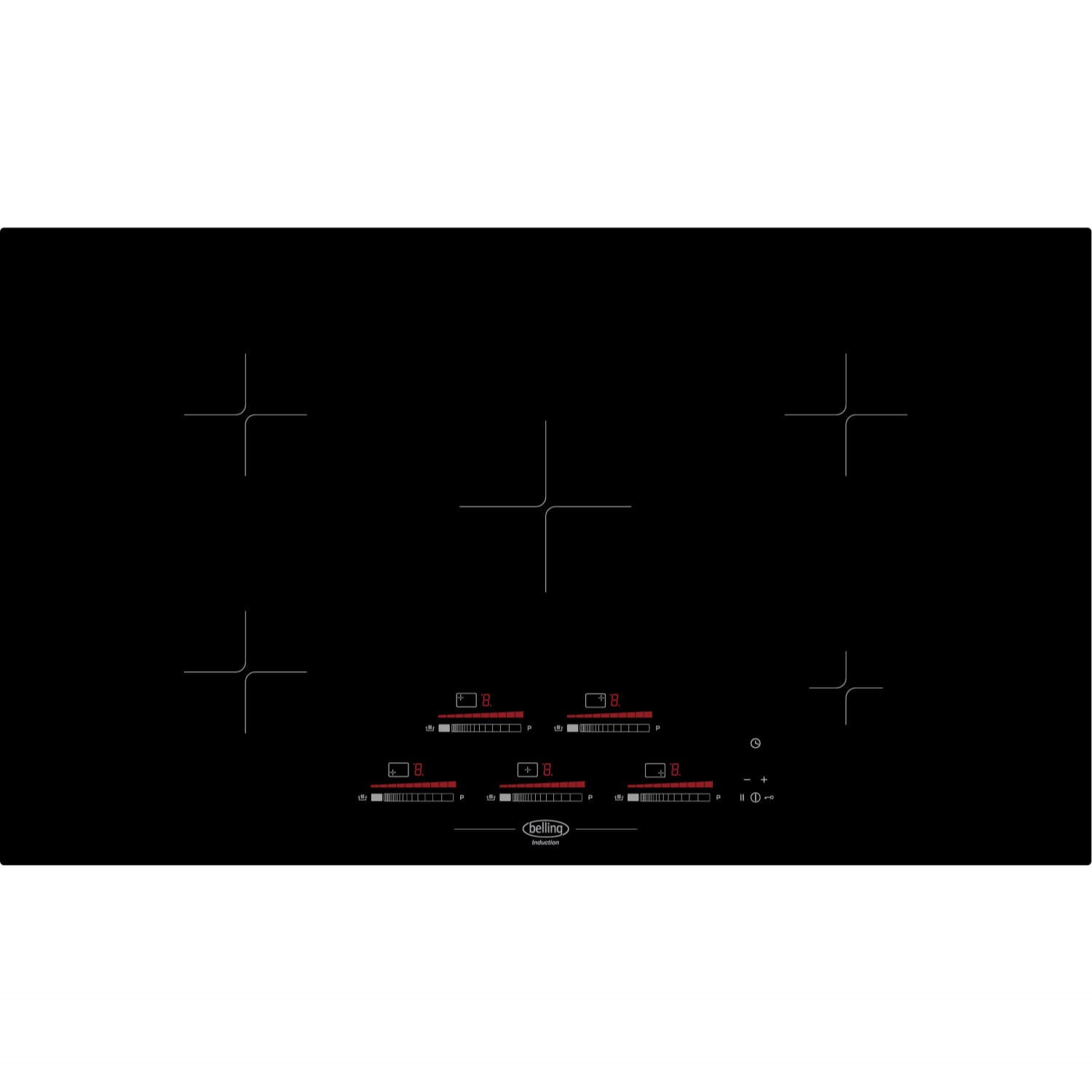 Belling 444443479 IHK80 80cm Wide Five Zone Induction Hob Black