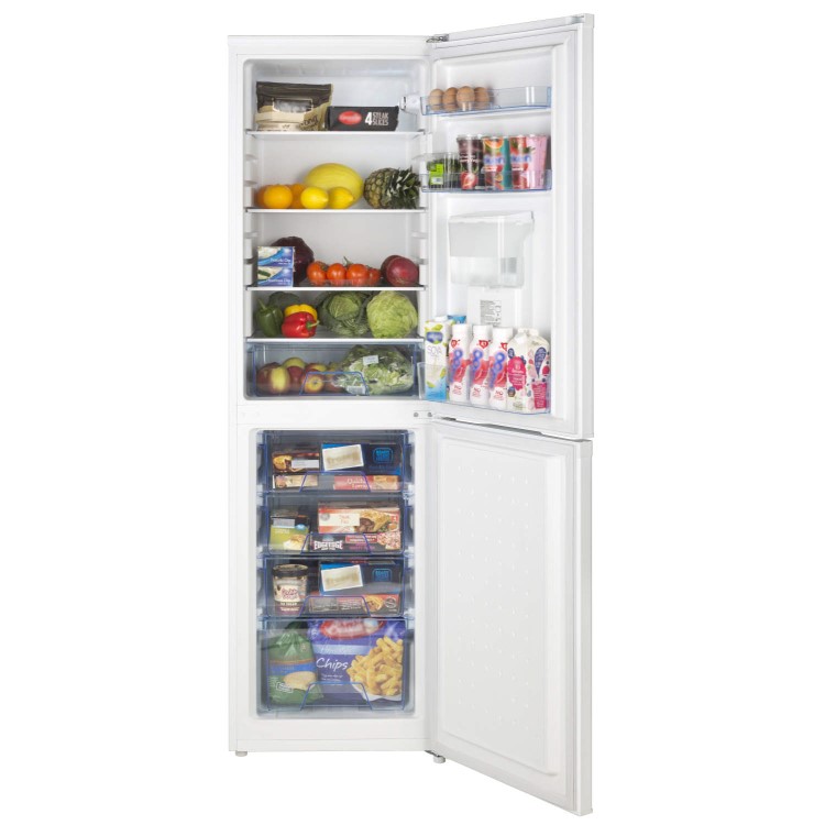 LEC 444443520 55cm Wide Frost Free Fridge Freezer With Water Dispenser White
