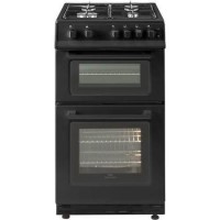 GRADE A1 - New World 444443996 50cm Wide Gas Double Cavity Cooker Black