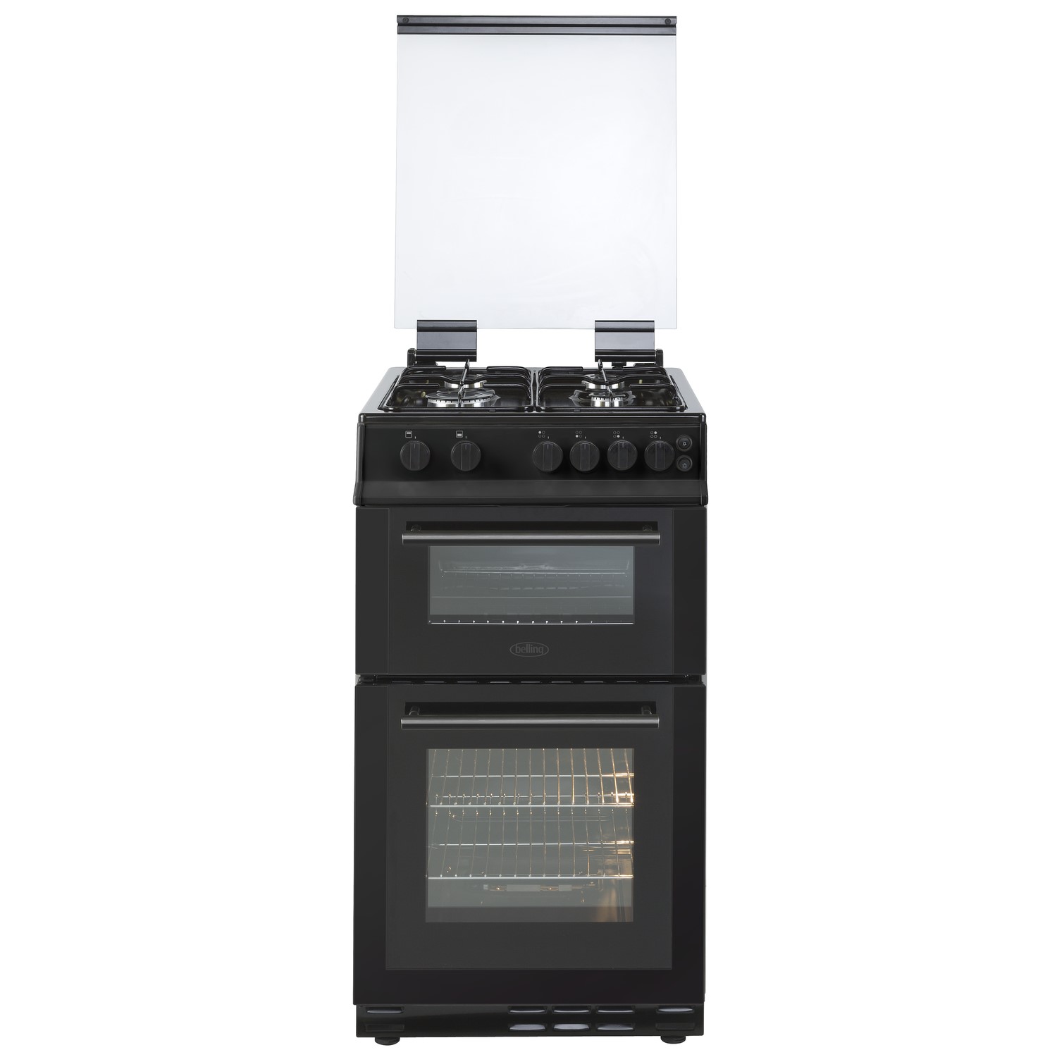 Belling FSG50GTCL 50cm Lidded Double Cavity Gas Cooker With Enamel Pan