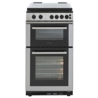 Belling FSG50GTCL 50cm Lidded Double Cavity Gas Cooker With Enamel Pan Stands - Stainless Steel