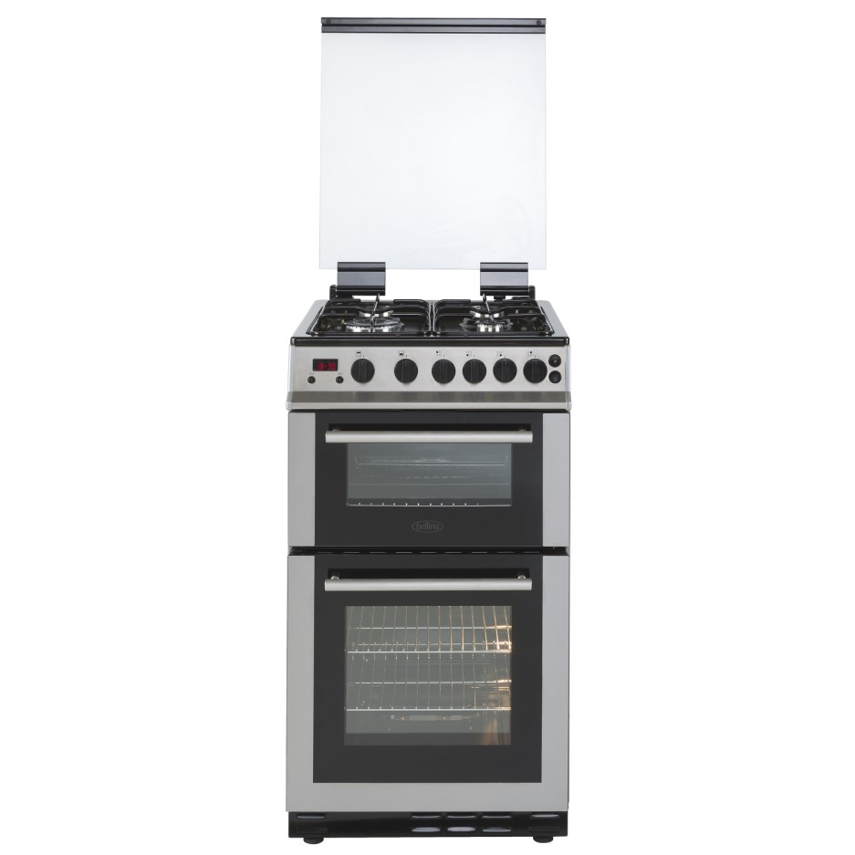 Belling FS50GDOLM 50cm Double Oven Gas Cooker With Lid Stainless
