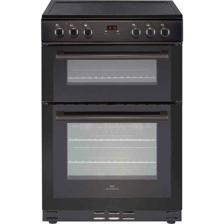 New World 444444028 60cm Electric Double Oven Cooker - Black