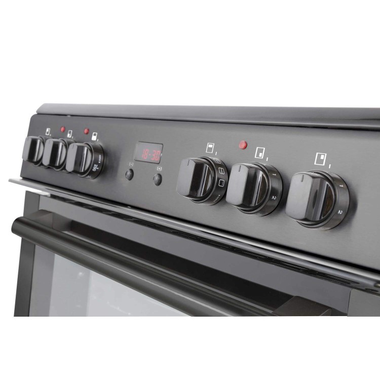 New World 444444028 60cm Electric Double Oven Cooker - Black
