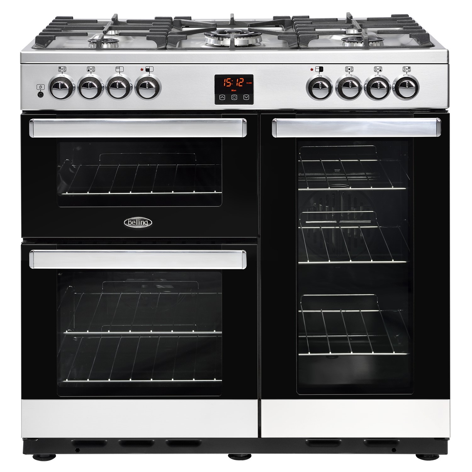 Belling Cookcentre 90DFT 90cm Dual Fuel Range Cooker - Stainless steel