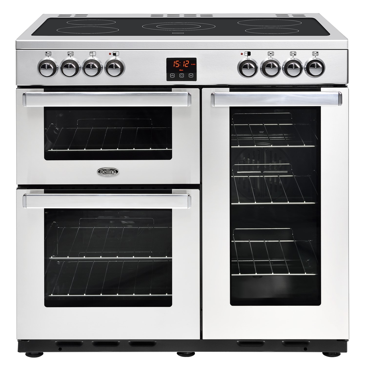 Belling Cookcentre 90E Professional 90cm Electric Range Cooker with Ceramic Hob - Stainless Steel