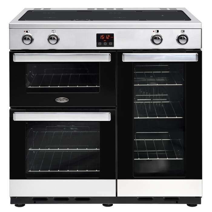 Stainless Steel Electric Induction Range belling 444444079 cookcentre 90ei 90cm electric induction range cooker stainless steel 444444079