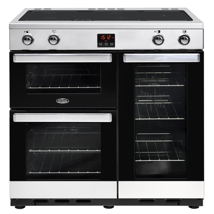 White Electric Induction Range belling 444444079 cookcentre 90ei 90cm electric induction range cooker stainless steel 444444079
