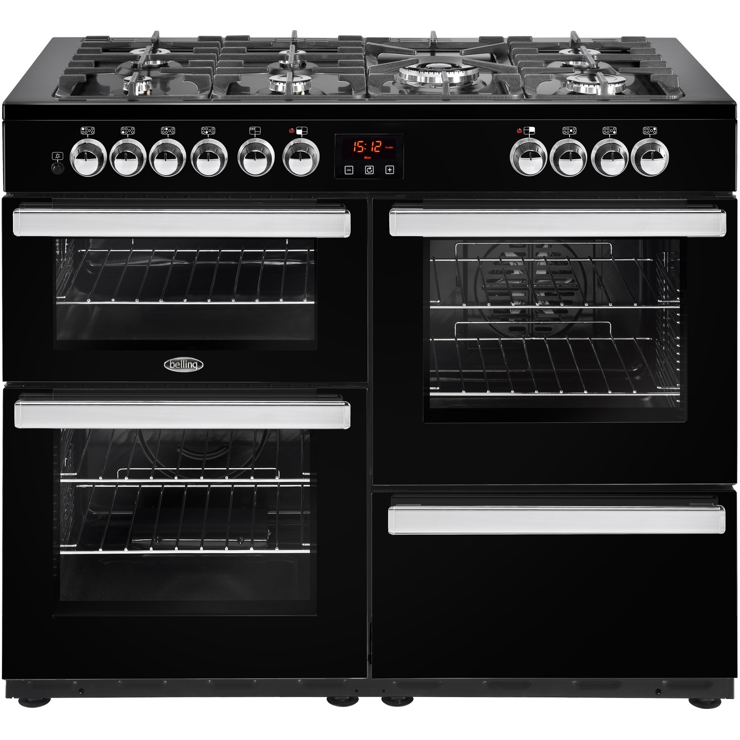 Refurbished Belling Cookcentre 110DF 110cm Dual Fuel Range Cooker Black