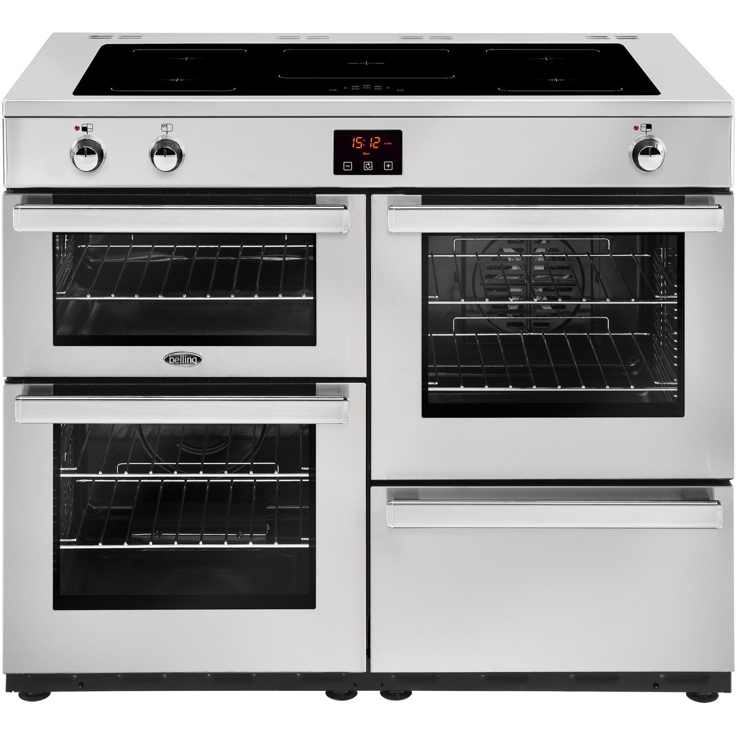 Belling Cookcentre 110Ei Professional 110cm Electric Range Cooker with Induction Hob - Stainless ste