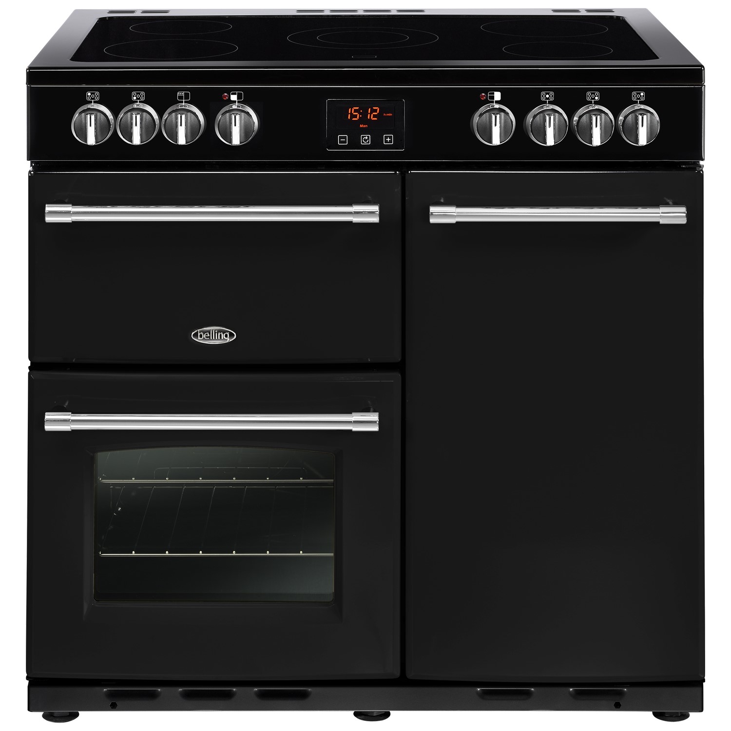 Belling Farmhouse 90E 90cm Electric Range Cooker with Ceramic Hob - Black