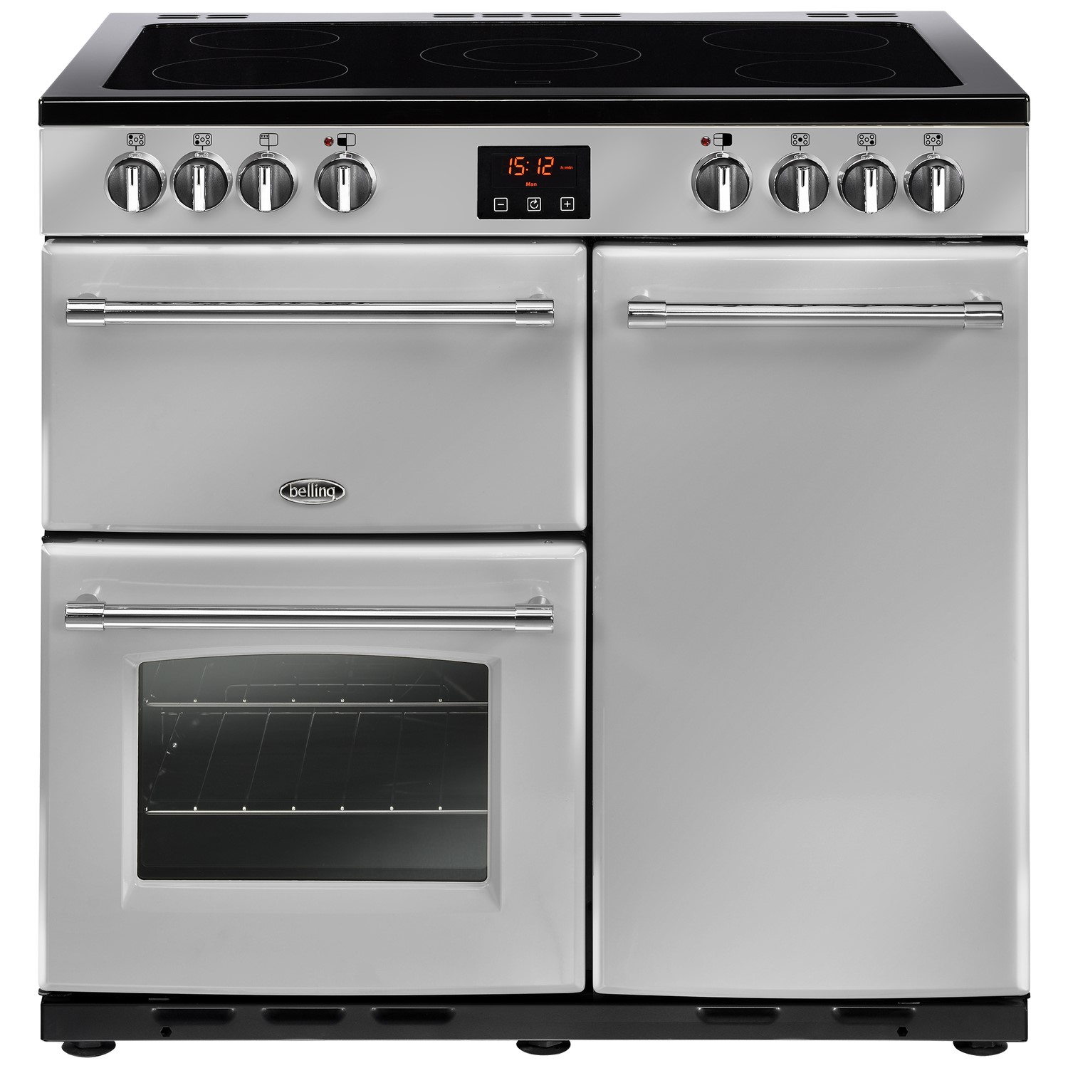 Belling Farmhouse 90E 90cm Electric Range Cooker with Ceramic Hob - Silver