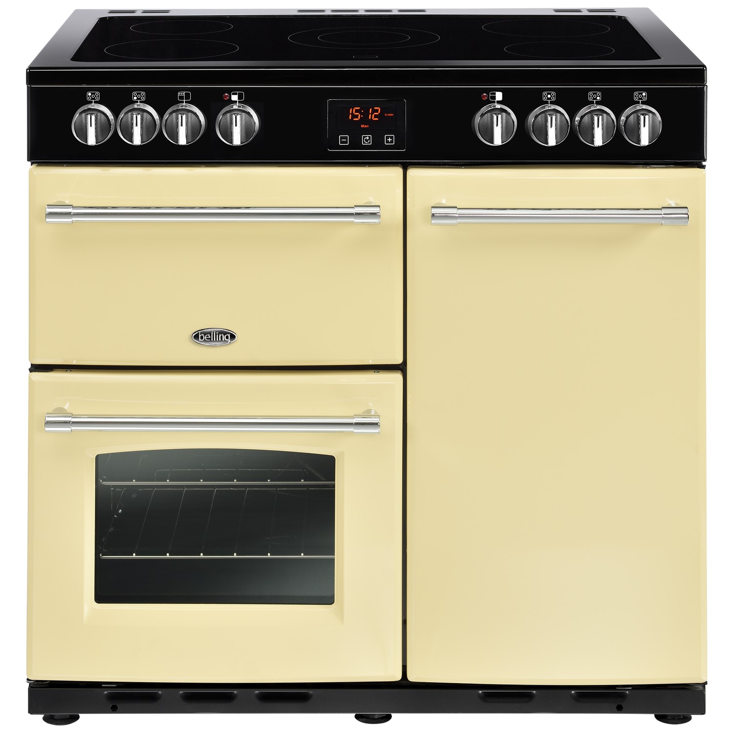 Belling Farmhouse 90E 90cm Electric Range Cooker with Ceramic Hob - Cream