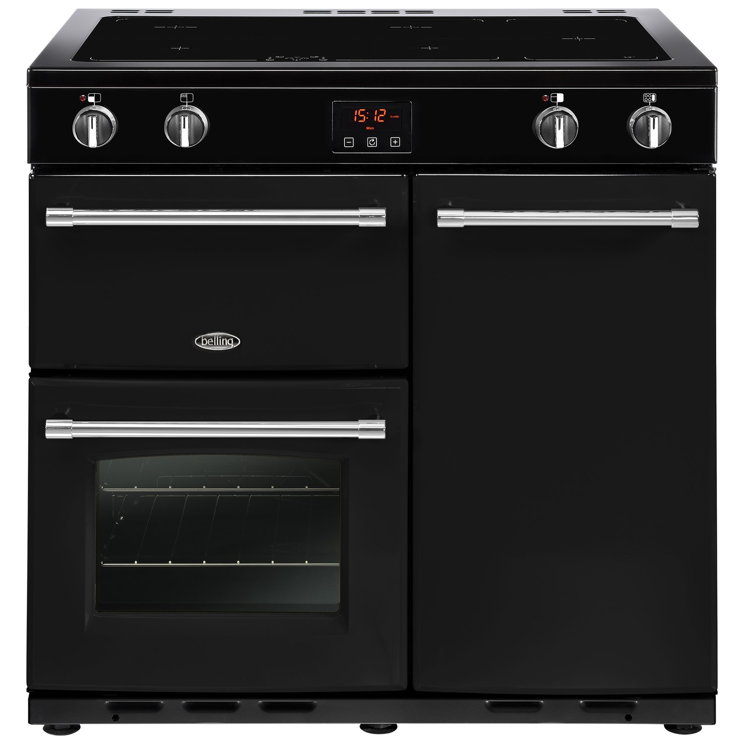 Belling Farmhouse 90Ei 90cm Electric Range Cooker with Induction Hob - Black