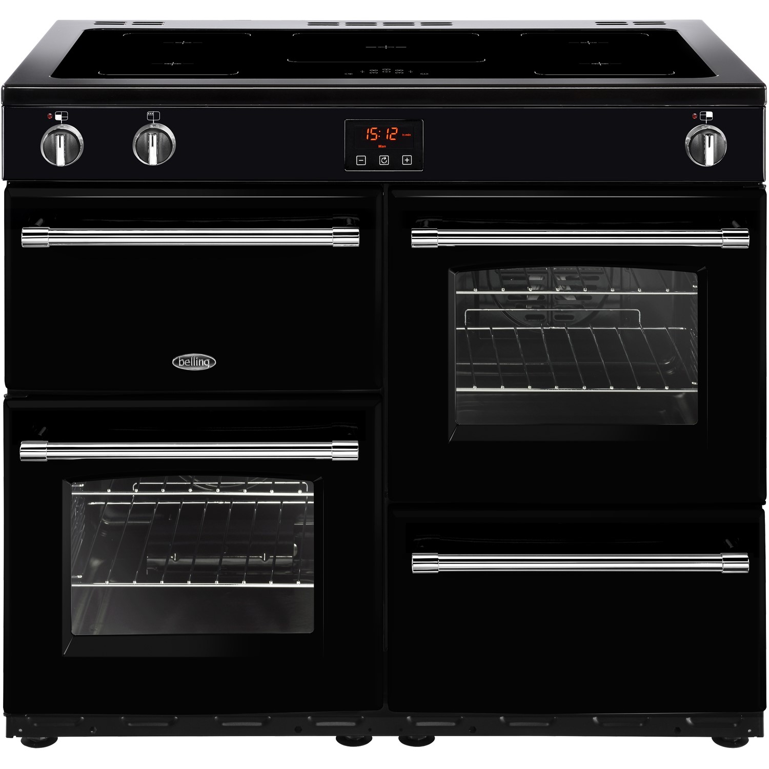 Belling Farmhouse 100Ei 100cm Electric Range Cooker With Induction Hob - Black