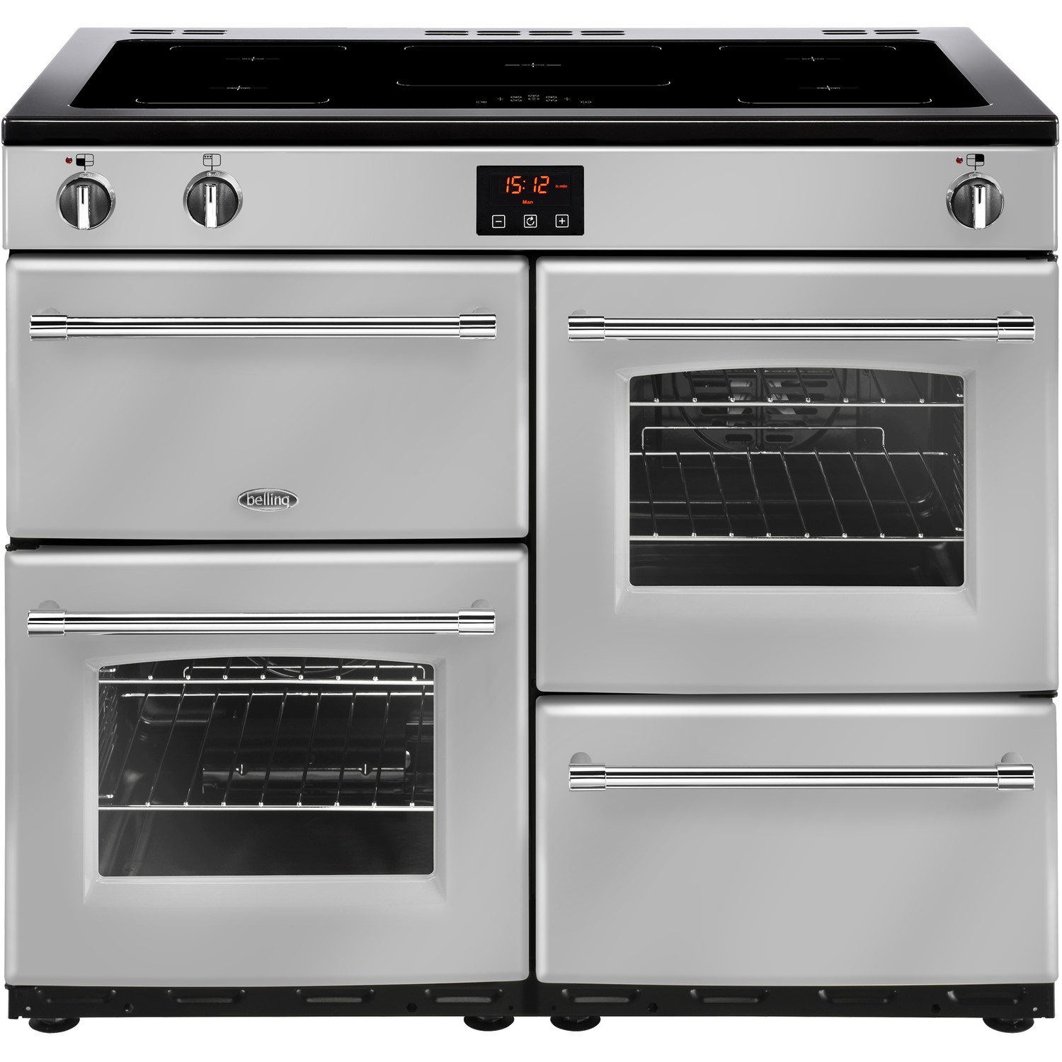 Belling Farmhouse 100Ei 100cm Electric Range Cooker With Induction Hob - Silver