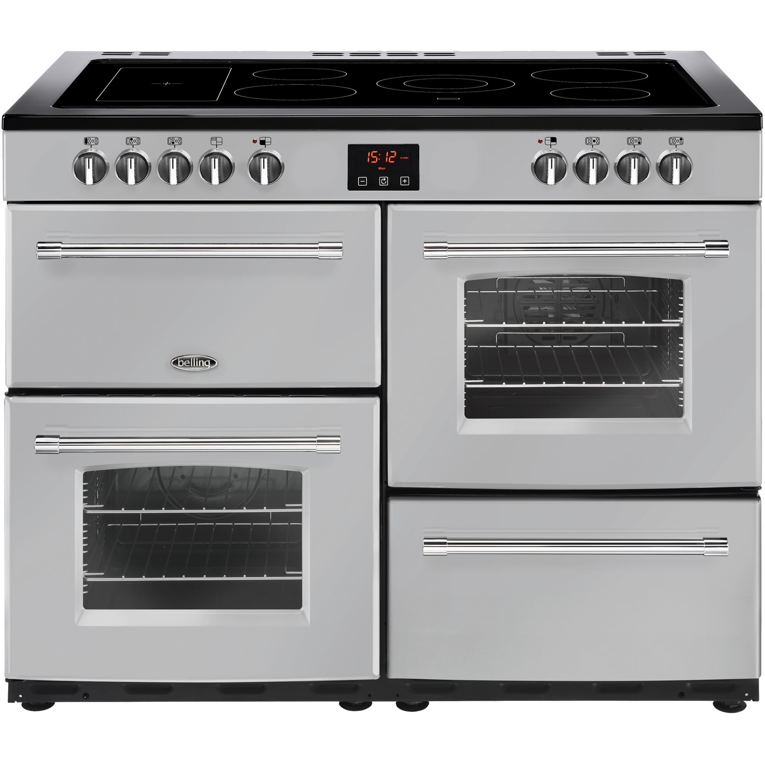 Belling Farmhouse 110E 110cm Electric Range Cooker With Ceramic Hob - Silver