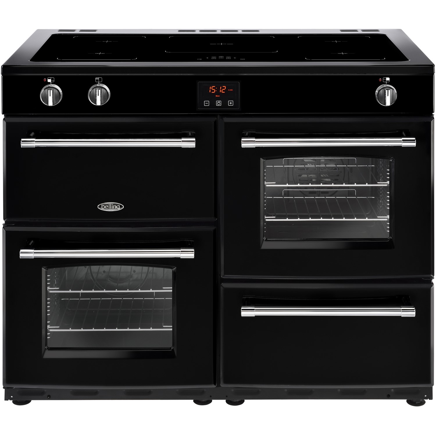 Belling Farmhouse 110Ei 110cm Electric Range Cooker with Induction Hob - Black