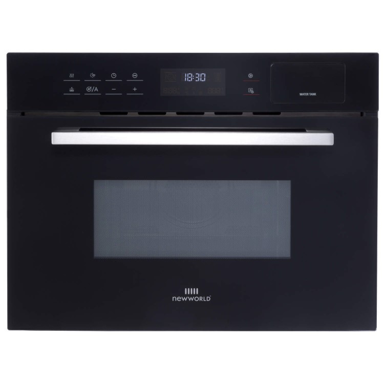 GRADE A1 - New World 444444190 Design Suite 45CS 34L 900W Built-in Combination Microwave & Steam Oven Black