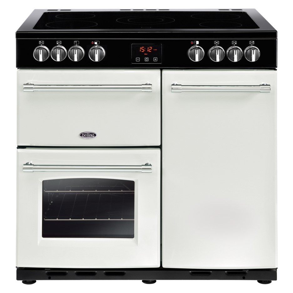 Belling Farmhouse 90E 90cm Electric Range Cooker With Ceramic Hob Icy