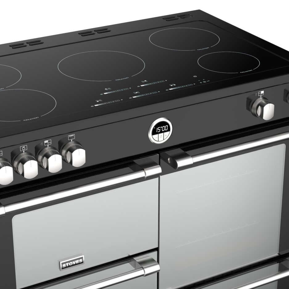 Stoves Sterling S1000Ei 100cm Electric Range Cooker With Induction Hob Black 444444497