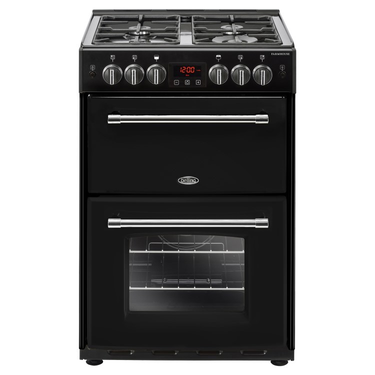 Belling Farmhouse 60G 60cm Double Oven Gas Mini Range Cooker - Black