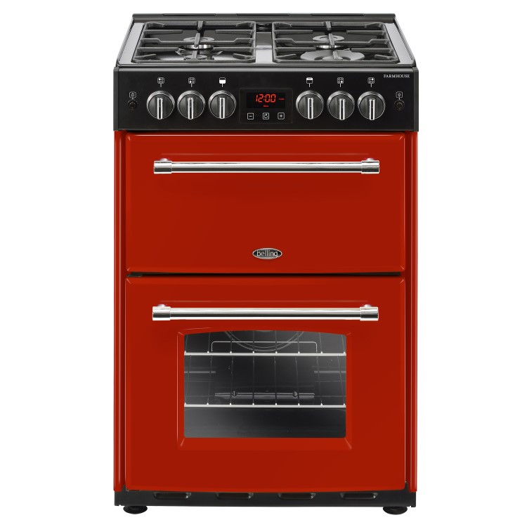 Belling Farmhouse 60G 60cm Double Oven Gas Mini Range Cooker - Hot Jalapeno