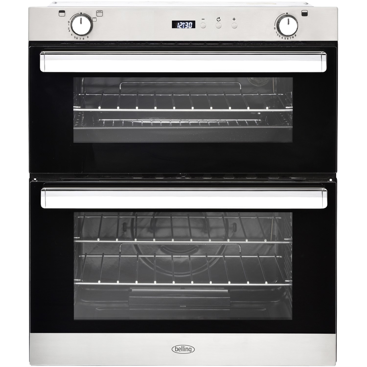 Belling BI702G Built-under Gas Double Oven With Cook-to-off Timer - Stainless Steel