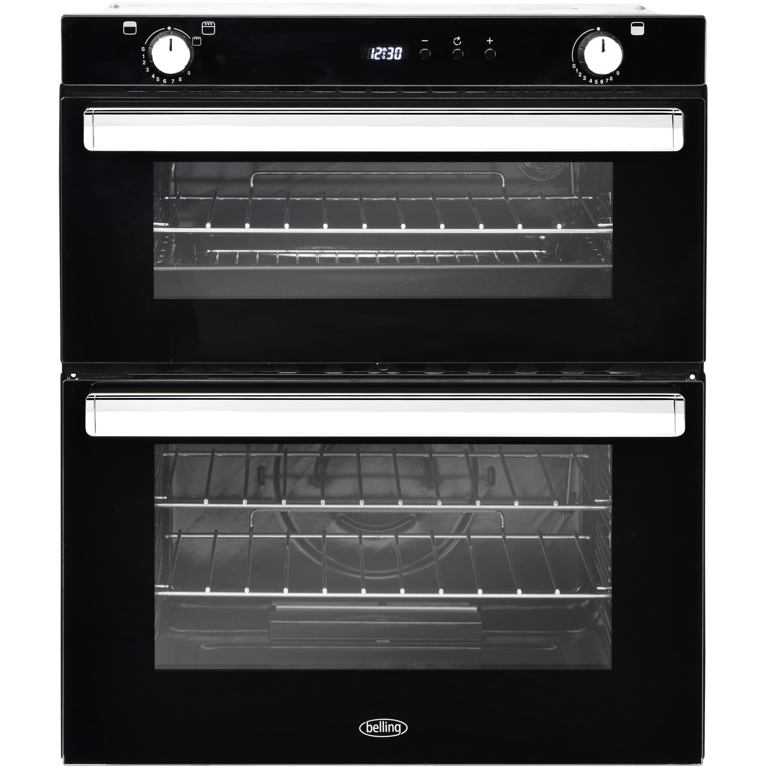 Belling BI702G Built-under Gas Double Oven With Cook-to-off Timer - Black