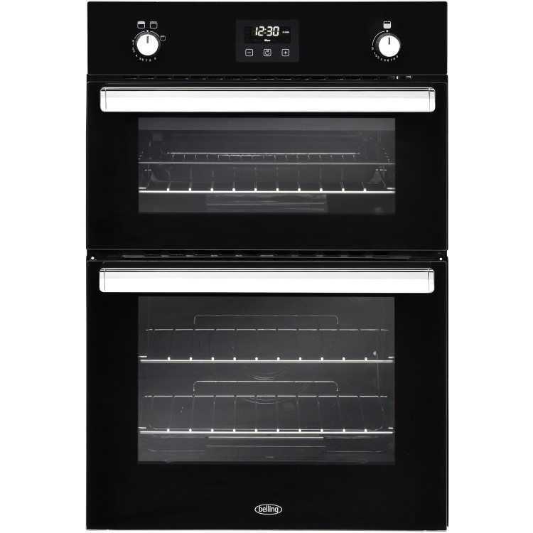 Refurbished Belling BI902G 60cm Double Built In Gas Oven Black