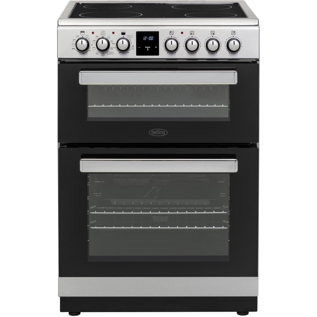 Belling FSE608MFc 60cm Double Oven Multifunction Electric Cooker With Ceramic Hob - Stainless Steel