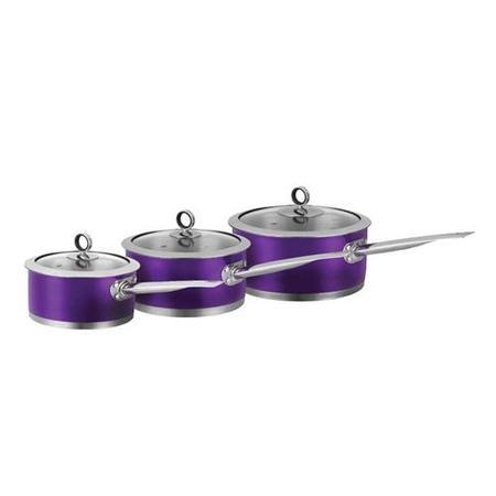 Morphy Richards 46393 3 Piece Pan Set  16/18/20cm - Plum