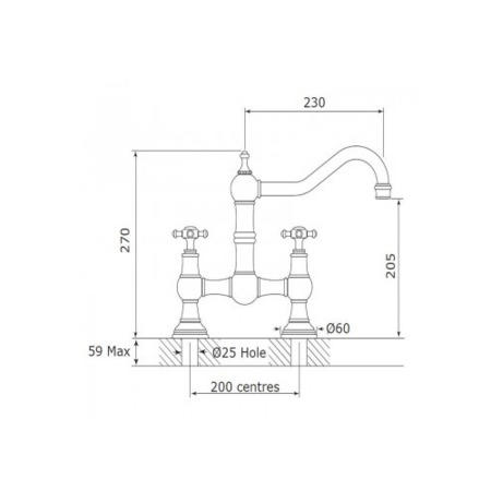 Perrin and Rowe 4750CP Country Collection Provence Two Hole Mixer Tap