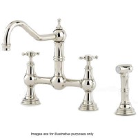 Perrin and Rowe 4755CP Provence Three hole Mixer Tap with Crosshead Handles - Chrome