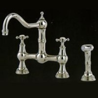 Perrin and Rowe 4755PF Provence Three Hole Mixer Tap With Crosshead Handles - Pewter
