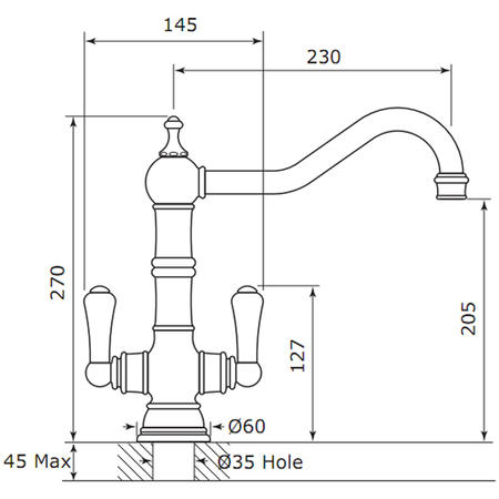 Perrin and Rowe 4761IGNI Picardie Country Style Monobloc Mixer Tap