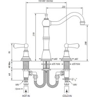 Perrin and Rowe 4770CP Country Collection Alsace Three Hole Mixer Tap