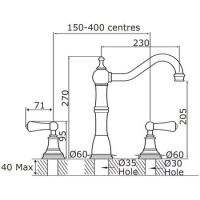 Perrin and Rowe 4771CP Alsace Country Style 3 Hole Mixer Tap