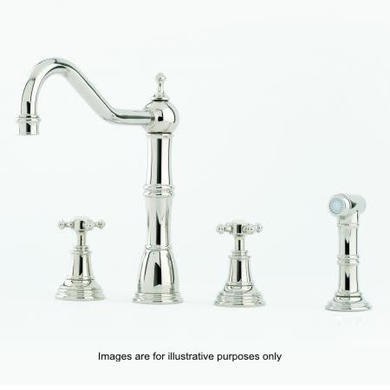 Perrin and Rowe 4775PFIG Alsace Country Style 3 Hole Mixer Tap with Rinse in Pewter