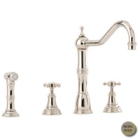 Perrin and Rowe 4775NIIG Alsace Country Style 3 Hole Mixer Tap with Rinse in Nickel